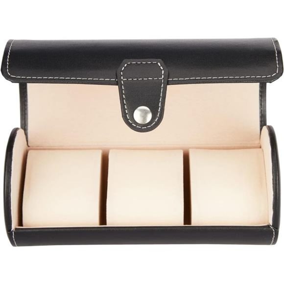 Vegan Leather Watch Case 3-Slot, Watch Roll Travel Storage Organizer - Picture 5 of 7